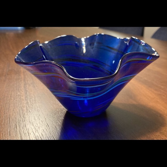 Glass eye studio multicolor small wave bowl. Approx 4” high, 6” at  top widest. - Picture 1 of 8